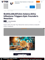 $1,003,458,537,544 Solana (SOL) Milestone Triggers Epic Founder's Reaction
