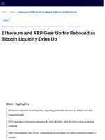 Ethereum and XRP Gear Up for Rebound as Bitcoin Liquidity Dries Up