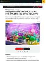 Altcoins Chase New Highs After Bitcoin Hits $123,000