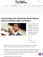 Federal Reserve Chairman Kevin Warsh agrees inflation fight continues