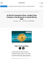 As Bitcoin Surpasses Silver, Analyst Says Cardano is the Network to Unlock Bitcoin DeFi