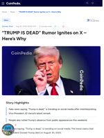 “TRUMP IS DEAD” Rumor Ignites on X - Here’s Why