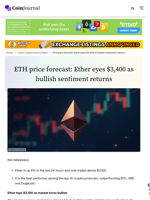 ETH price forecast: Ether eyes $3,400 as bullish sentiment returns