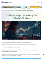 PUMP price dips 15% as Pump.fun offloads 2.5B tokens - CoinJournal