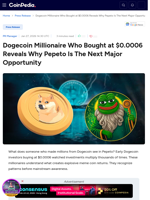 Dogecoin Millionaire Who Bought at $0.0006 Reveals Why Pepeto Is The Next Major Opportunity