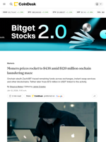 Monero (XMR) prices rocket to $438 amid $120 million onchain laundering maze