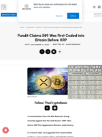 Pundit Claims 589 Was First Coded into Bitcoin Before XRP