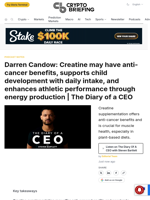 Darren Candow: Creatine may have anti-cancer benefits, supports child development with daily intake, and enhances athletic performance through energy production | The Diary of a CEO