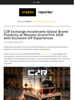 CZR Exchange Accelerates Global Brand Presence at Monaco Grand Prix 2026 with Exclusive VIP Experiences