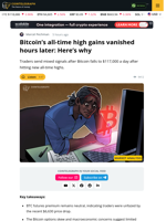 Bitcoin Price Highs Vanish 1-day Later, Here’s Why