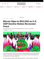 Bitcoin Slips to $93,000 as U.S. GDP Decline Stokes Recession Fears - 