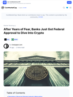 After Years of Fear, Banks Just Got Federal Approval to Dive Into Crypto: Guest Post by Coinpaper.com | CoinMarketCap