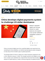 China develops digital payments system to challenge US dollar dominance