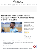 Tottenham's £60M Savinho pursuit highlights football's stubborn resistance to crypto disruption