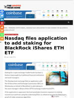 Nasdaq files application to add staking for BlackRock iShares ETH ETF - The Crypto News Wire