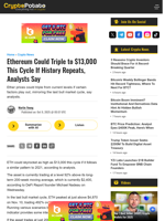 Ethereum Could Triple to $13,000 This Cycle If History Repeats, Analysts Say