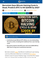 Bernstein Says Bitcoin Halving Cycle Is Dead, Predicts BTC to Hit $200K by 2027