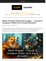 MAXI Presale Demand Surges — Could It Outpace Shiba Inu’s Early Growth?