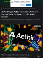 DEPIN Project Aethir Introduces New ATH-Powered Loan Product As it Hits $94M Revenue