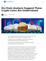 On-Chain Analysis Suggest These Crypto Coins Are Undervalued