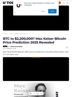BTC to $2,200,000? Max Keiser Bitcoin Price Prediction 2025 Revealed - U.Today