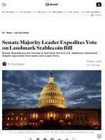 Senate Majority Leader Expedites Vote on Landmark Stablecoin Bill - Decrypt