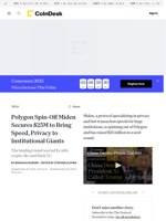 Polygon Spin-Off Miden Secures $25M to Bring Speed, Privacy to Institutional Giants