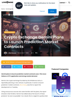 Crypto Exchange Gemini Plans to Launch Prediction Market Contracts | Live Bitcoin News
