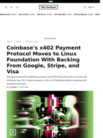Coinbase's x402 Payment Protocol Moves to Linux Foundation With Backing From Google, Stripe, and Visa - 