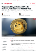 Dogecoin Flat as Whales Grab 100M DOGE