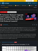 Pi Network Mainnet Upgrade LIVE Updates Today Oct. 16: Will PI Coin Price Rally With V28 Protocol Launch?