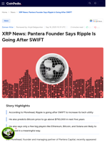 XRP News: Pantera Founder Says Ripple Is Going After SWIFT