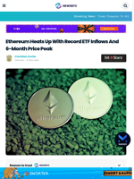Ethereum Heats Up With Record ETF Inflows And 6-Month Price Peak
