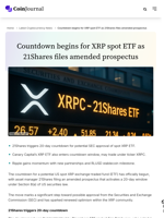 Countdown begins for XRP spot ETF as 21Shares files amended prospectus - CoinJournal