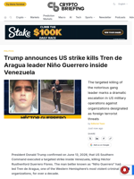 Trump announces US strike kills Tren de Aragua leader Niño Guerrero inside Venezuela