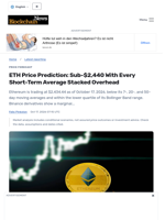 ETH Price Prediction: Sub-$2,440 With Every Short-Term Average Stacked Overhead - Blockchain.News