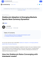 Stablecoin Adoption in Emerging Markets Sparks New Currency Dynamics: Guest Post by BH NEWS | CoinMarketCap
