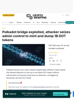 Polkadot bridge exploited, attacker seizes admin control to mint and dump 1B DOT tokens