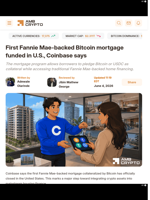 First Fannie Mae-backed Bitcoin mortgage funded in U.S., Coinbase says - AMBCrypto