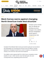 Mark Carney warns against changing North American trade deal structure