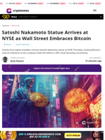 Satoshi Nakamoto Statue Arrives at NYSE as Wall Street Embraces Bitcoin