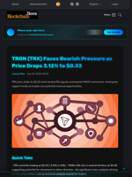 TRON (TRX) Faces Bearish Pressure as Price Drops 3.12% to $0.33 - Blockchain.News