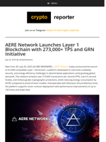 AERE Network Launches Layer 1 Blockchain with 273,000+ TPS and GRN Initiative