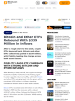 Bitcoin and Ether ETFs Rebound With $339 Million in Inflows – Markets and Prices Bitcoin News