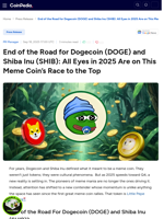 End of the Road for Dogecoin (DOGE) and Shiba Inu (SHIB): All Eyes in 2025 Are on This Meme Coin's Race to the Top