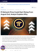 Pi Network Price Could Start Rising From August End, Analyst Explains Why
