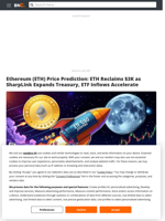 Ethereum (ETH) Price Prediction: ETH Reclaims $3K as SharpLink Expands Treasury, ETF Inflows Accelerate - Brave New Coin