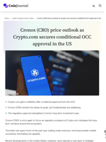Cronos (CRO) price outlook as Crypto.com secures conditional OCC approval in the US - CoinJournal