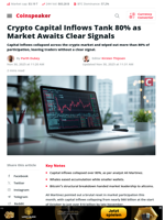 Crypto Capital Inflows Tank 80% as Market Awaits Clear Signals - Coinspeaker