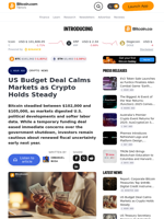 US Budget Deal Calms Markets as Crypto Holds Steady – Crypto News Bitcoin News